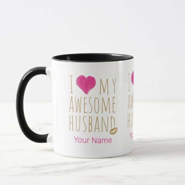 I love My Awesome Husband Wedding Anniversary Mug (Left)