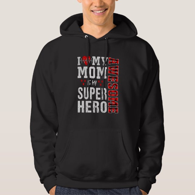 I Love My Awesome Mum Is My Superhero Family Match Hoodie (Front)