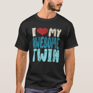 I Love My Awesome Twin Twins Brothers Matching Dis T-Shirt