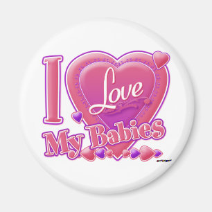 I Love My Babies pink/purple - hearts Magnet