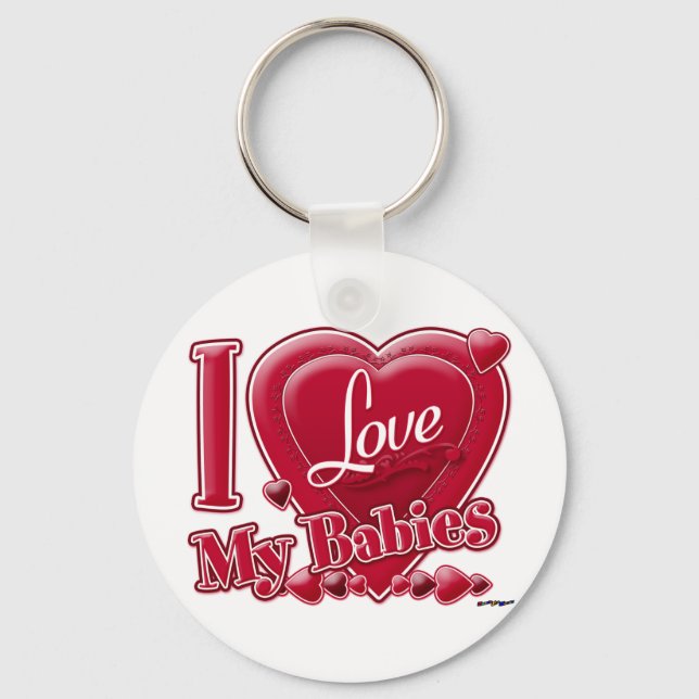 I Love My Babies red - heart Key Ring (Front)