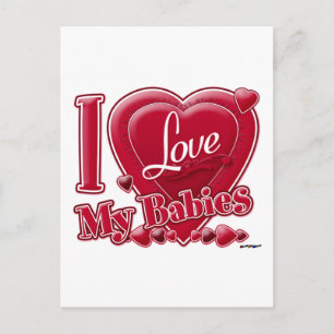 I Love My Babies red - heart Postcard