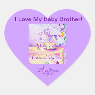 I Love My Baby Brother Carousel Heart Stickers