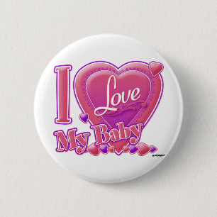 I Love My Baby pink/purple - hearts 6 Cm Round Badge