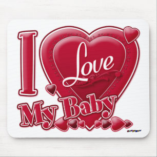 I Love My Baby red - heart Mouse Mat