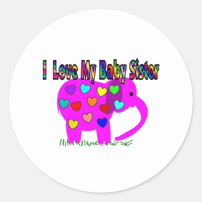 I Love My Baby Sister Classic Round Sticker (Front)