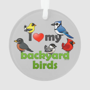 I Love My Backyard Birds Ornament
