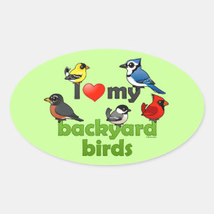 I Love My Backyard Birds Oval Sticker