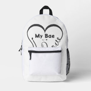 I Love My Bae • You = ♥ Printed Backpack