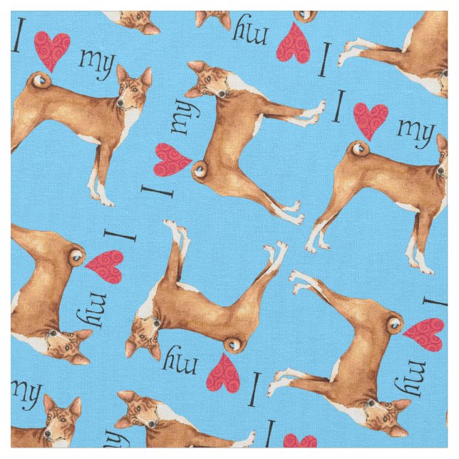 I love my Basenji Fabric (Close Up)