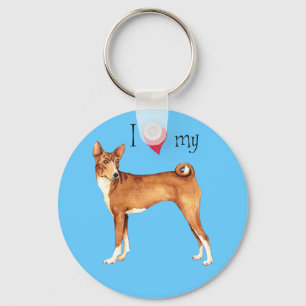 I Love my Basenji Key Ring