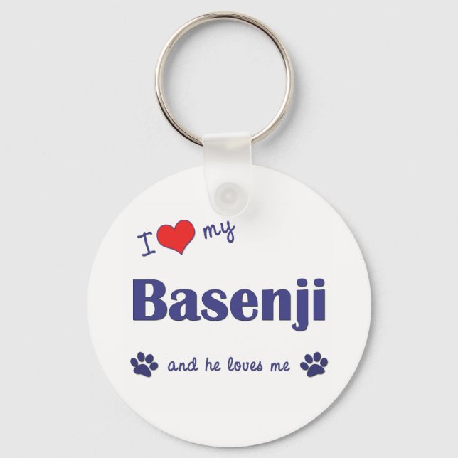 I Love My Basenji (Male Dog) Key Ring (Front)