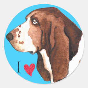 I Love my Basset Hound Classic Round Sticker