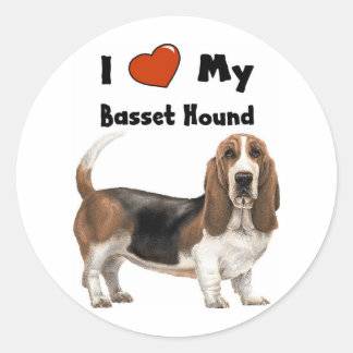 I Love My Basset Hound Classic Round Sticker