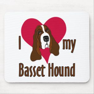 I Love my Basset Hound Cute Dog in a Heart Mouse Mat