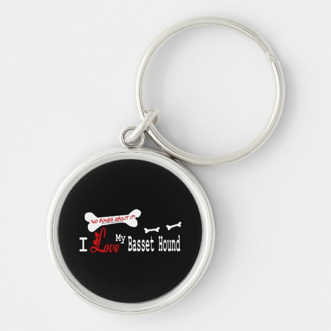I Love My Basset Hound Key Ring (Front)