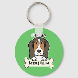 I Love My Basset Hound Key Ring