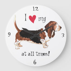 I Love my Basset Hound Large Clock