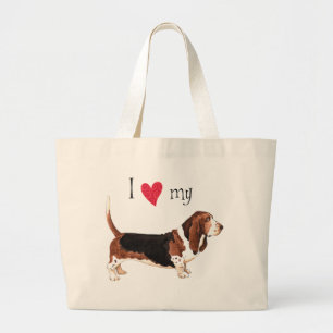 I Love my Basset Hound Large Tote Bag