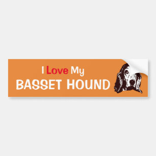 I Love My Basset Hound (Orange) Bumper Sticker