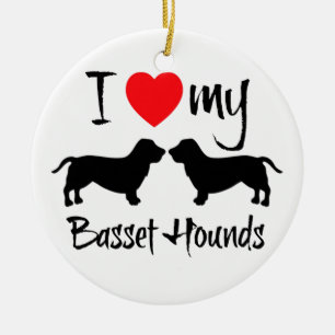 I Love My Basset Hounds Ceramic Tree Decoration