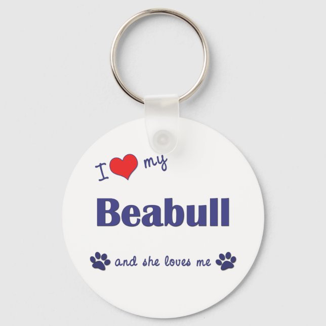 I Love My Beabull (Female Dog) Key Ring (Front)