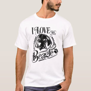 I love My Beagle Black White T-Shirt