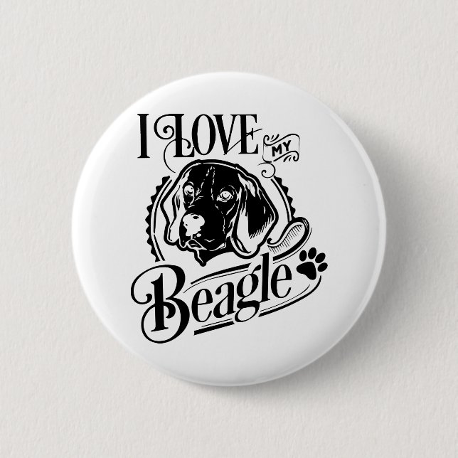 I Love My Beagle Button (Front)