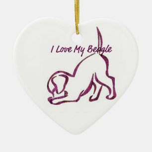 I Love My Beagle Ceramic Tree Decoration