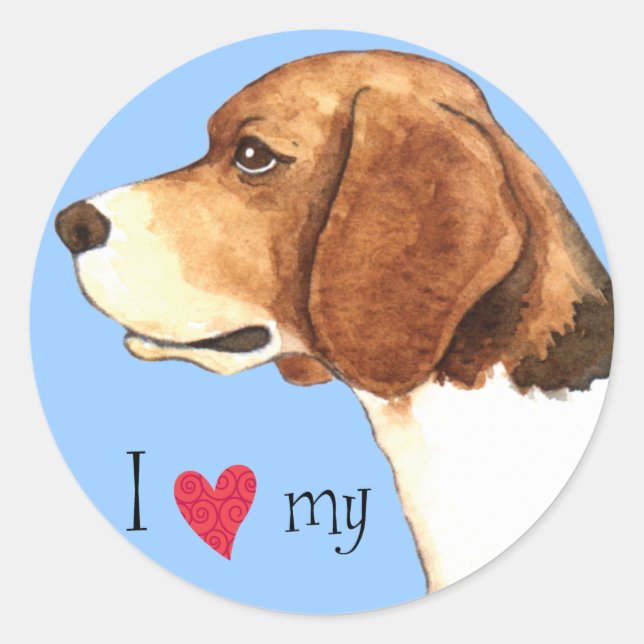 I Love my Beagle Classic Round Sticker (Front)