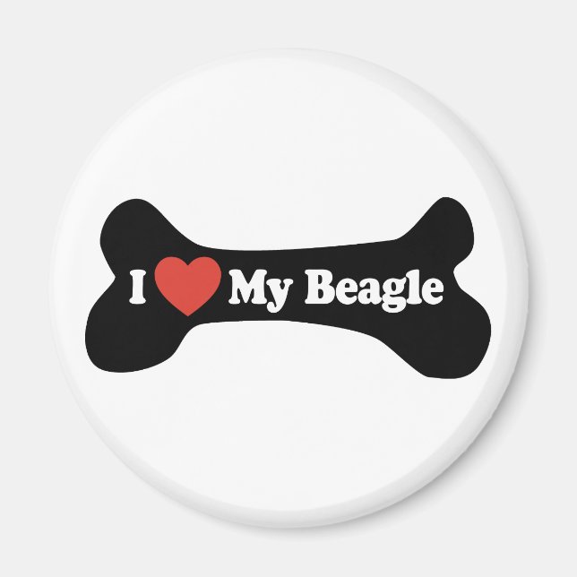 I Love My Beagle - Dog Bone Magnet (Front)