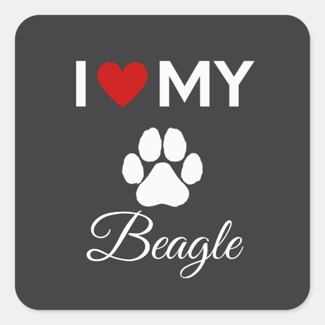 I love my Beagle dog custom text Square Sticker (Front)