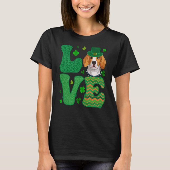 I Love My Beagle Dog Leprechaun Shamrocks Saint Pa T-Shirt (Front)