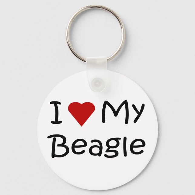 I Love My Beagle Dog Lover Gifts and Apparel Key Ring (Front)