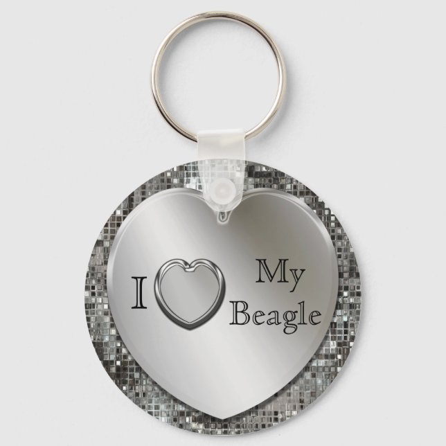 I Love My Beagle Heart Keychain (Front)