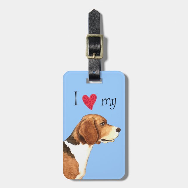 I Love my Beagle Luggage Tag (Front Vertical)