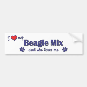 I Love My Beagle Mix (Female Dog) Bumper Sticker