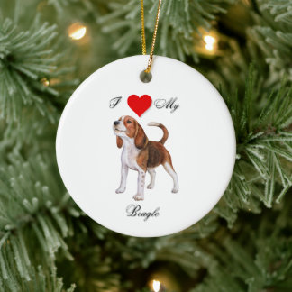 I love my beagle standard ceramic tree decoration