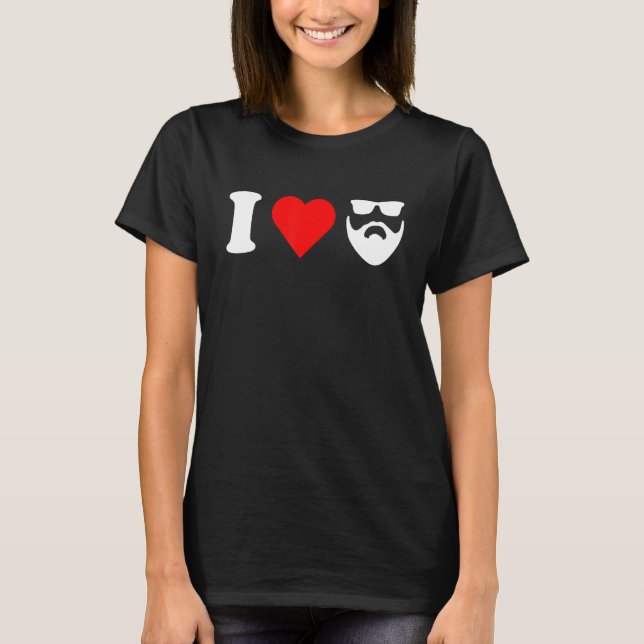 I Love My Bearded Boyfriend Valentines Day Dad Hus T-Shirt (Front)