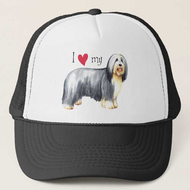 I Love my Bearded Collie Trucker Hat (Front)