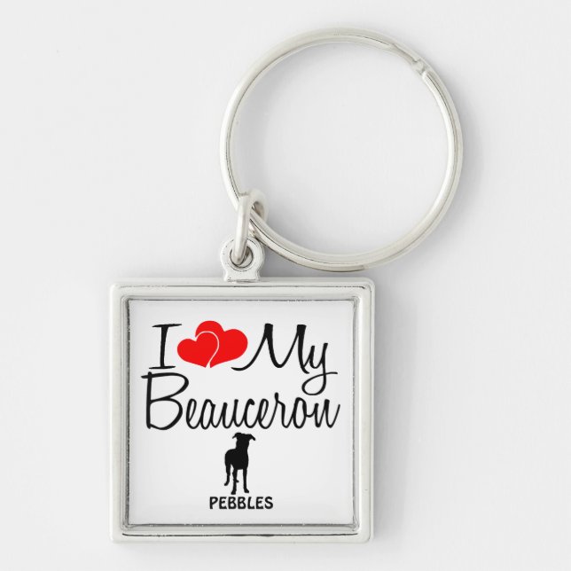 I Love My Beauceron Dog Key Ring (Front)