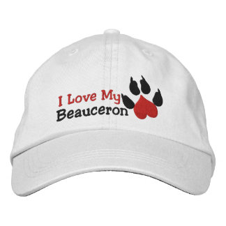 I Love My Beauceron Dog Paw Print Embroidered Hat