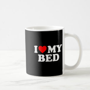 I Love My Bed - Red Heart Coffee Mug