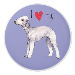 I Love my Bedlington Terrier Ceramic Knob