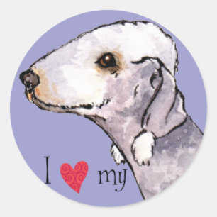 I Love my Bedlington Terrier Classic Round Sticker