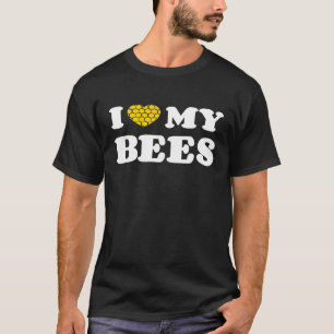 I Love My Bees Honeycomb Heart T-Shirt