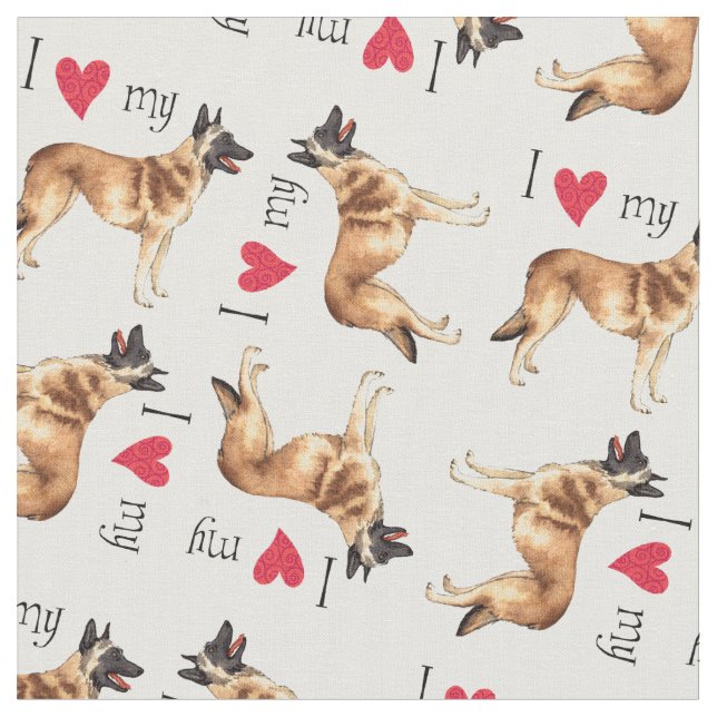 I Love my Belgian Malinois Fabric (Close Up)
