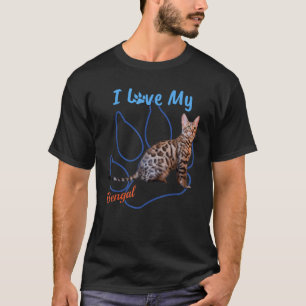 I Love My Bengal Best Cat Lover Paw Print T-Shirt
