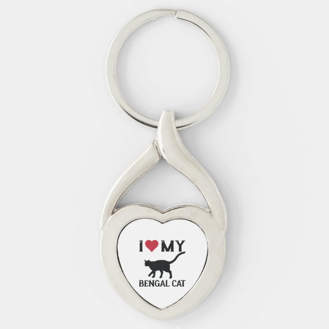 I Love My Bengal Cat Key Ring (Front)