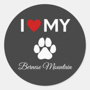 I love my Bernese Mountain dog custom text Classic Round Sticker